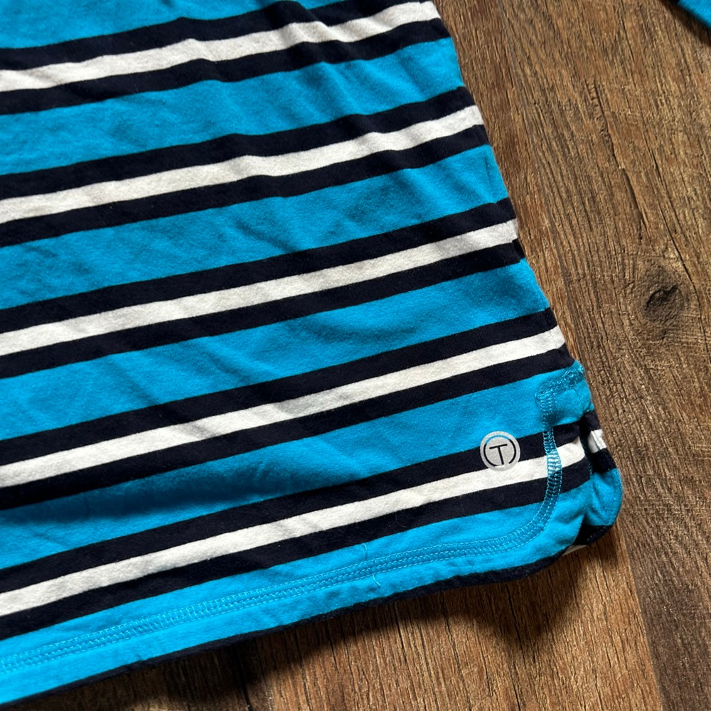 Women's T by Talbots Long Sleeve Tee S Blue White Striped - Picture 3 of 10